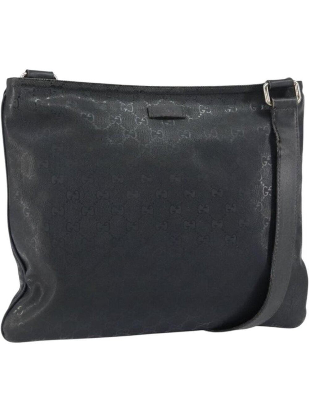 GUCCI GG implementation Shoulder Bag PVC Black Silver 201446